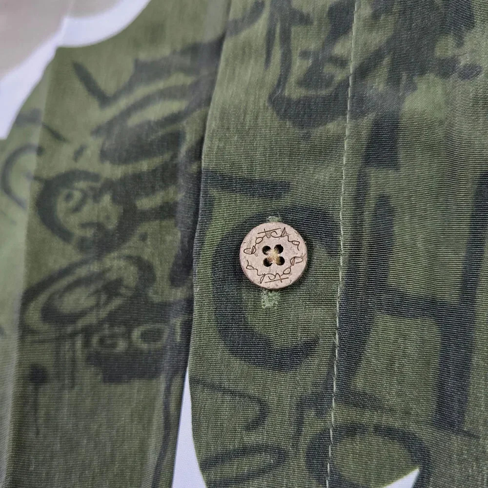 Gotcha Hawaiian‎ Button Front Shirt Men L (Medium) Green Tropical Surf Skater - Picture 2 of 10